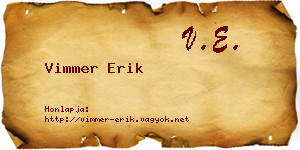 Vimmer Erik névjegykártya